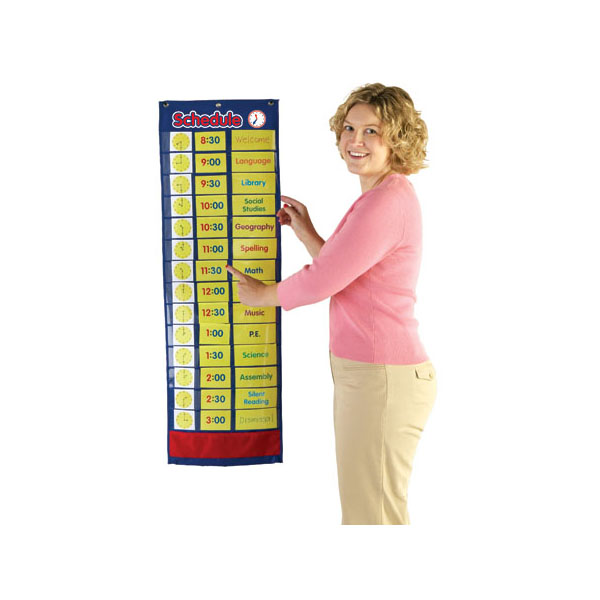 [EDU 2504] 일과 계획 포켓차트 Daily Schedule Pocket Chart (33 X 108cm, 40장) / 영어학습교구