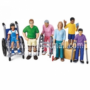 장애이해모형 6개세트 - 인형 6개, 보청기, 다리 고정대, 휠체어 등 포함 / 장애인을 대하는 편견 없는 자세 학습교구