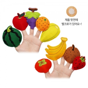 토독 손가락 인형 과일(9종) / 수박, 참외, 사과, 바나나, 포도, 배, 딸기, 감, 귤 / 과일헝겊모형