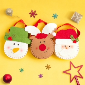 크리스마스 퀼트펠트가방 - 산타,눈사람,루돌프 (택1) *최소수량 10개 (혼합선택 가능) 약 15X25X4cm / 크리스마스선물가방